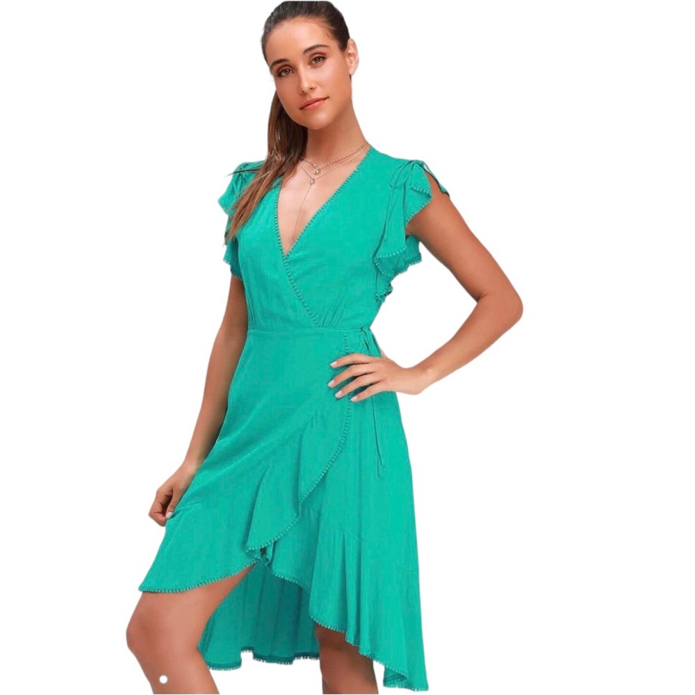 Adeleine Green Wrap Midi Dress